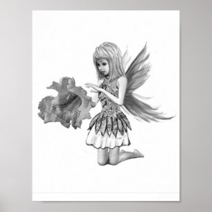 Catalpa Tree Fairy with Flower Poster