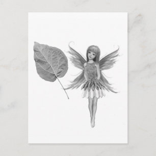 Catalpa Tree Fairy with Leaf Postcard