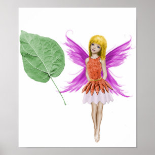 Catalpa Tree Fairy with Leaf Poster