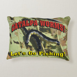 Catalpa Worms! Let's Go Fishing! Decorative Cushion