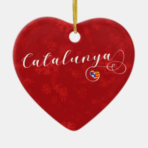 Catalunya Heart, Christmas Tree Ornament, Catalan Ceramic Tree Decoration