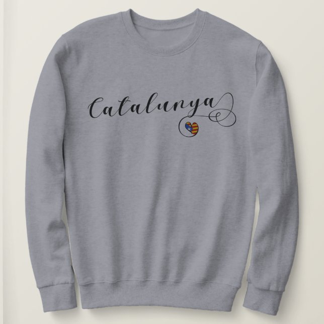 Catalunya Heart Flag, Catalan Estelada Sweatshirt (Design Front)