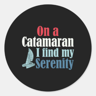 Catamaran Boat Sailing Classic Round Sticker