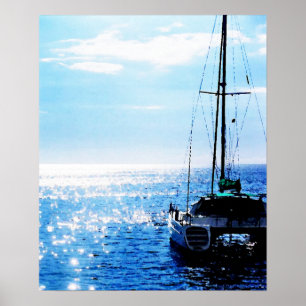 Catamaran in Beautiful Dominica Waters Poster