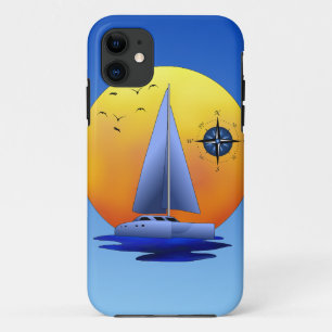 Catamaran Sailboat And Compass Rose Case-Mate iPhone Case