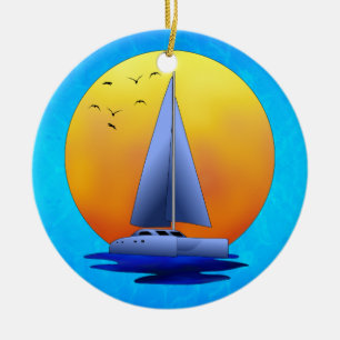 Catamaran Sailing Ceramic Tree Decoration