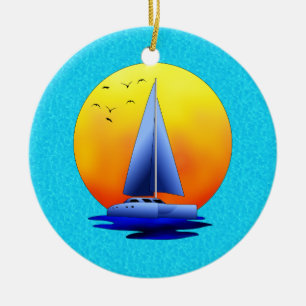 Catamaran Sailing Ceramic Tree Decoration