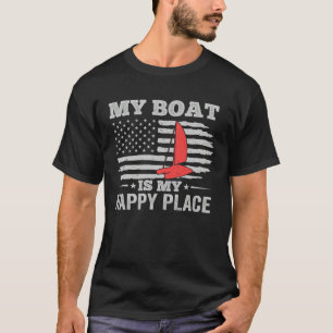 Catamaran Two Hulls Sailing American Flag Catamara T-Shirt