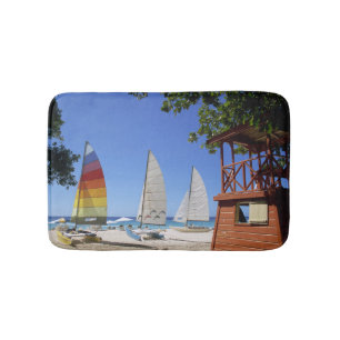 Catamarans And Lifeguard Stand On Beach Bath Mat