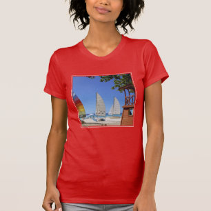 Catamarans And Lifeguard Stand On Beach T-Shirt