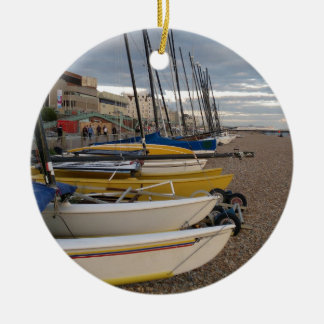 Catamarans On The Beach Ceramic Tree Decoration