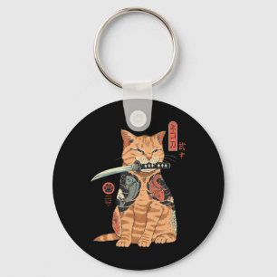 Catana Cat Vintage Cute Japanese-inspired Cat  Key Ring