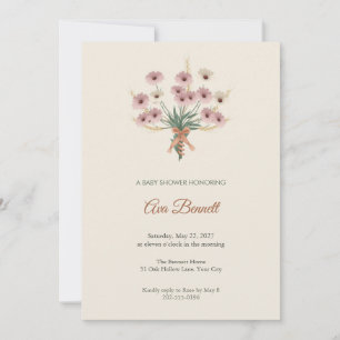 Catananche Dried Posy Baby Shower Invitation