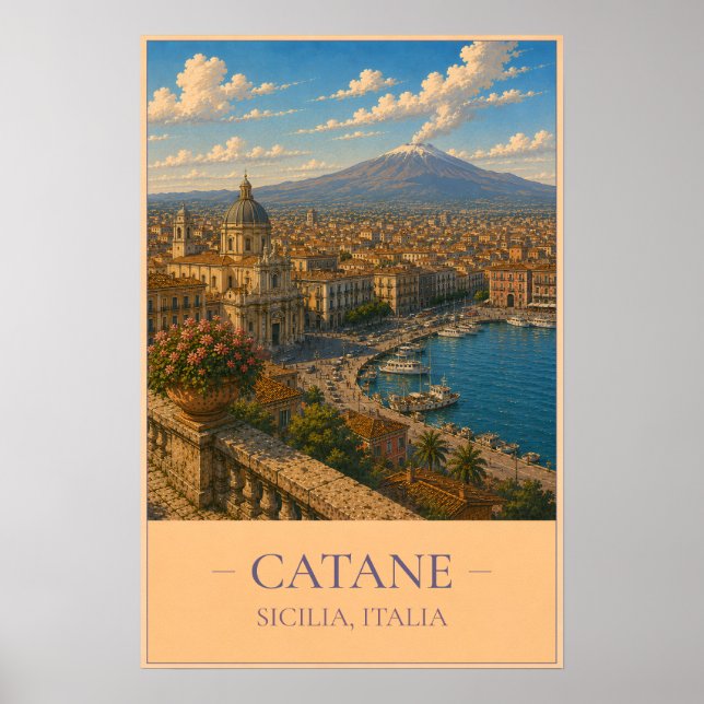 Catane, Italy – Vintage Travel Poster (Front)