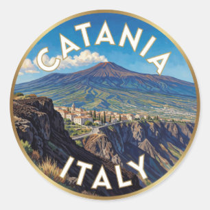 Catania Italy Volcanic Landscape Scene ⛰️ Classic Round Sticker