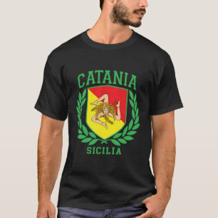 Catania Sicilia Flag And Shield With Trinacria Sic T-Shirt