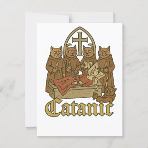 Catanic – Mediaeval Cat Cult Meme Postcard
