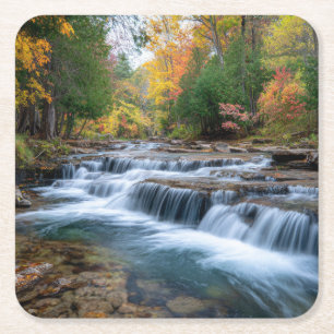 Cataract Falls in USA Square Paper Coaster