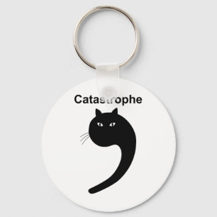 Catastrophe Comma Black Cat Funny Saying Cat As Ap Key Ring