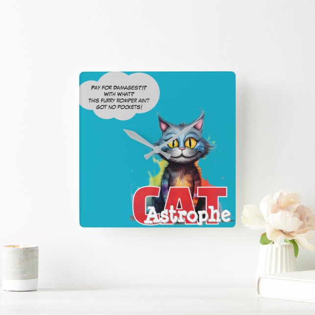 CatAstrophe | No Pockets Chaos Posse  Square Wall Clock (Home)