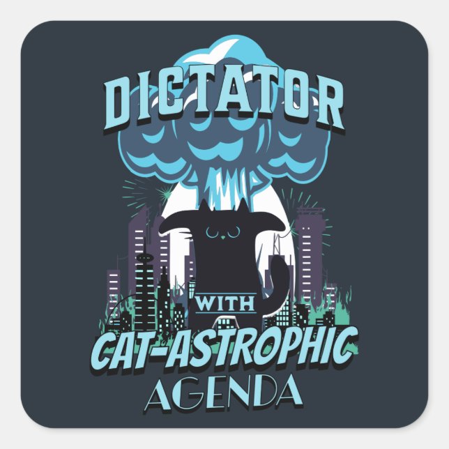 Catastrophic Funny Cat Design Square Sticker (Front)