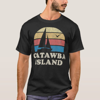 Catawba Island OH  Vintage Sailboat 70s Throwback  T-Shirt