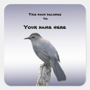 Catbird Bookplate Square Sticker