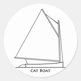 Catboat Sailing Logo (sail plan titled) Classic Round Sticker