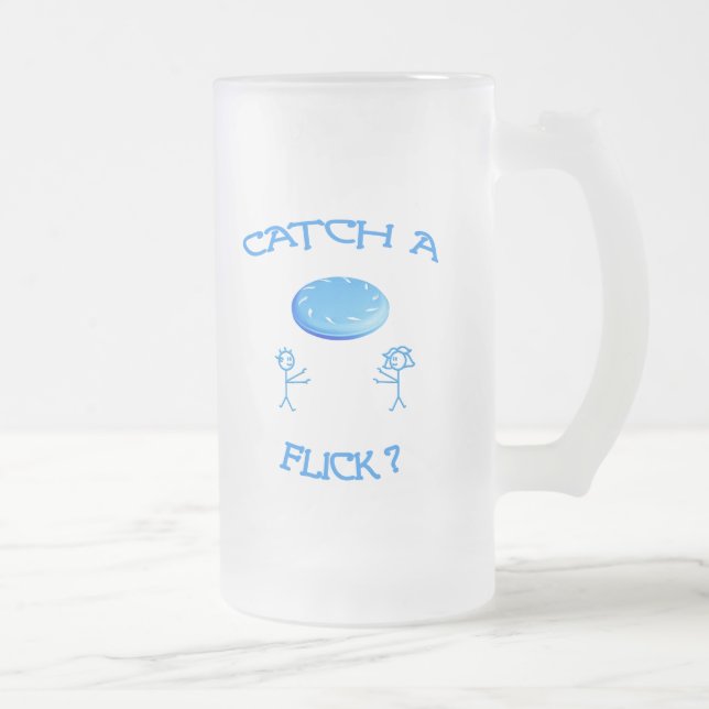 Catch A Flick Frisbee Frosted Glass Beer Mug (Right)