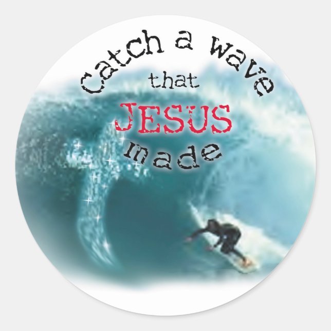 Catch a Wave Classic Round Sticker (Front)