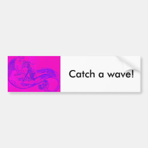 catch a wave pink mermaid bumper sticker