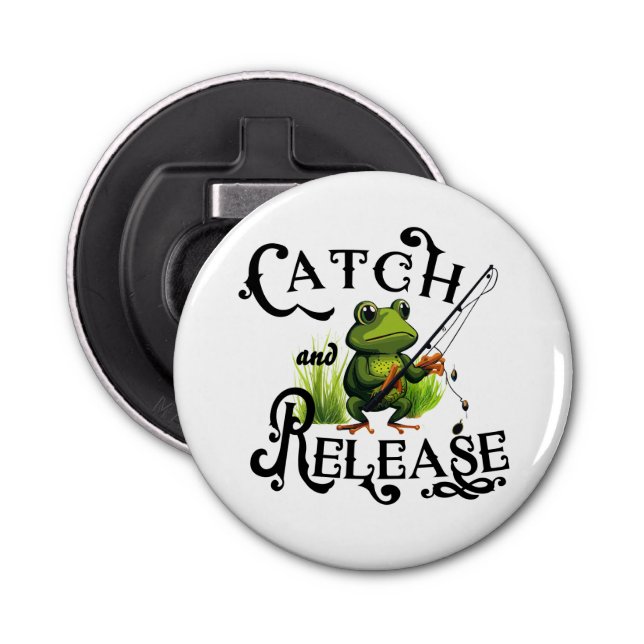 Catch And Release Fishing Frog Patch Bottle Opener (Front)