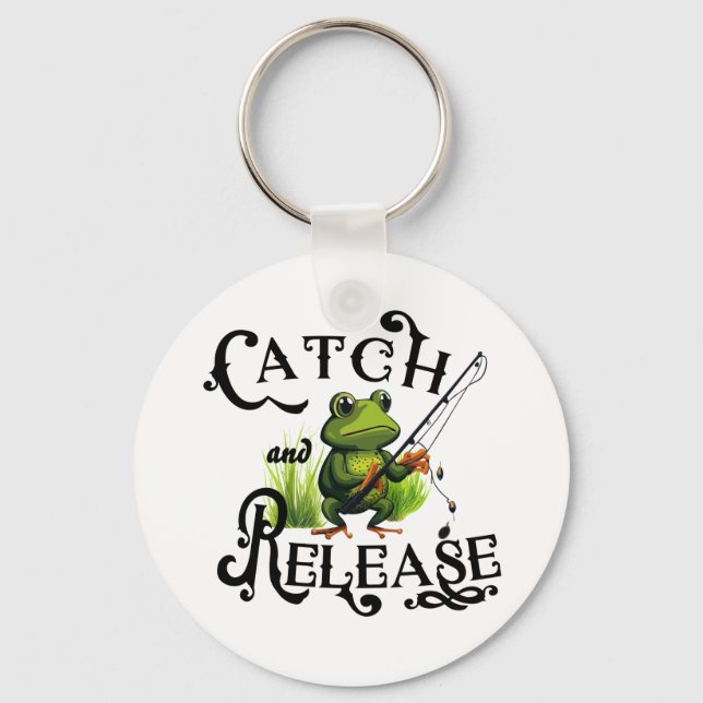Catch And Release Fishing Frog Patch Key Ring (Front)