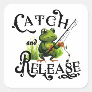 Catch And Release Fishing Frog Patch Square Sticker
