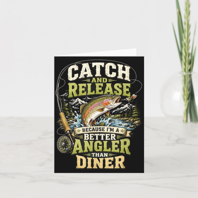 Catch and release funny fishing angler trout  card (Front)