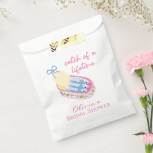 Catch of a lifetime sardines bridal shower pink favour bags