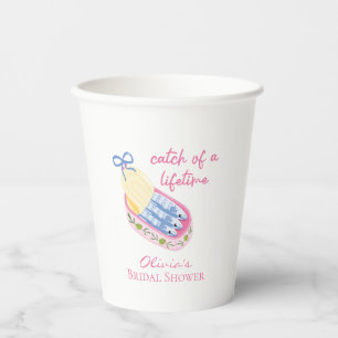 Catch of a lifetime sardines bridal shower pink paper cups