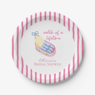 Catch of a lifetime sardines bridal shower pink paper plate