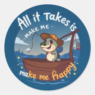 Catch of Happiness: A Whimsical Fish Adventure Classic Round Sticker