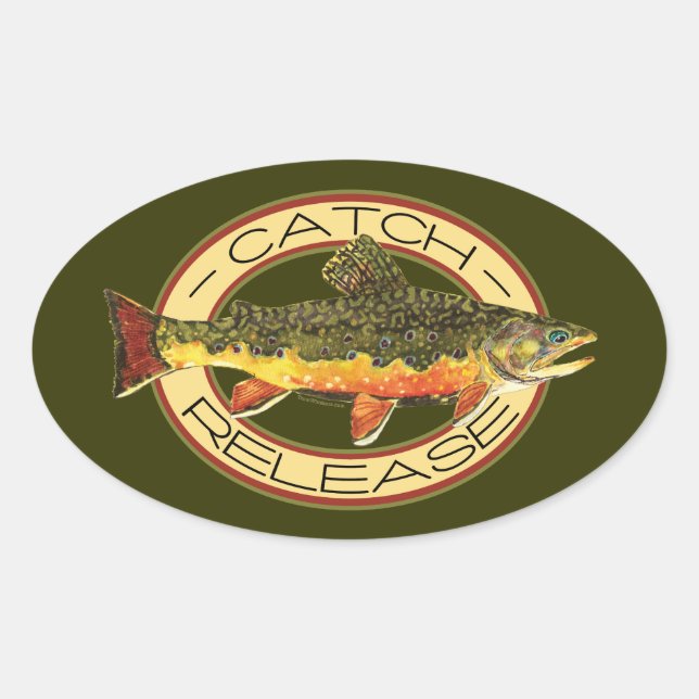Catch & Release Fishing Oval Sticker (Front)