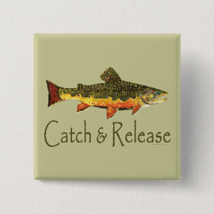 Catch & Release Trout Fishing 15 Cm Square Badge