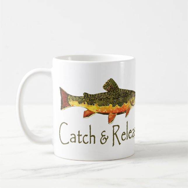 Catch & Release Trout Fishing Coffee Mug (Left)