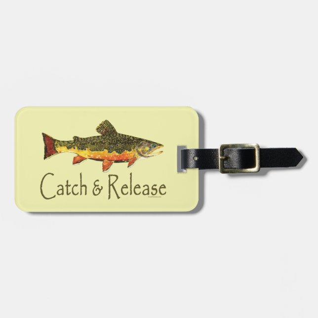Catch & Release Trout Fishing Luggage Tag (Front Horizontal)