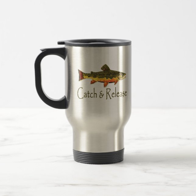 Catch & Release Trout Fishing Travel Mug (Left)