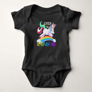 Catch the Rainbow Unicorn Design Baby Bodysuit