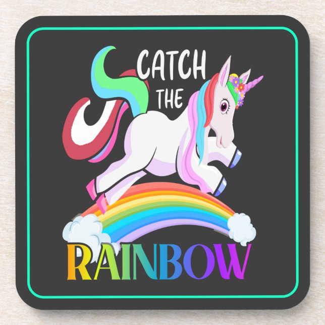 Catch the Rainbow Unicorn Design Coaster (Front)
