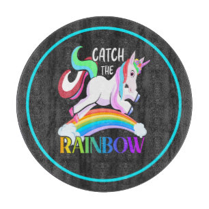 Catch the Rainbow Unicorn Design Cutting Board