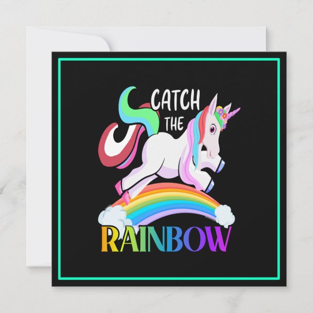 Catch the Rainbow Unicorn Design Holiday Card (Front)