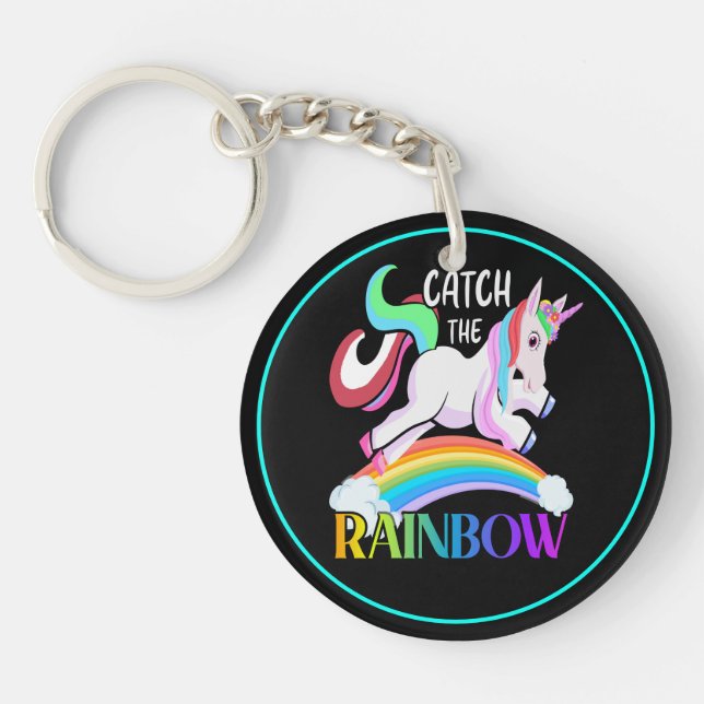 Catch the Rainbow Unicorn Design Key Ring (Front)