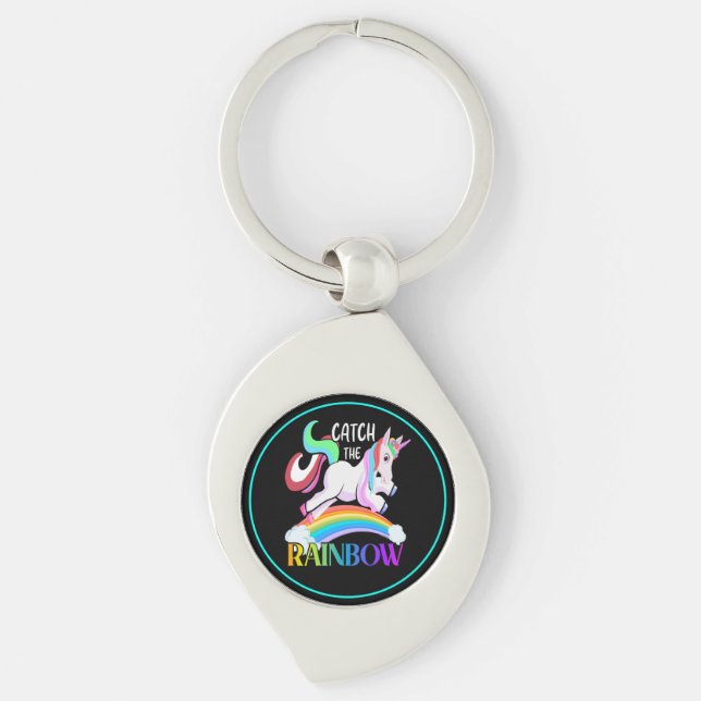 Catch the Rainbow Unicorn Design Key Ring (Front)